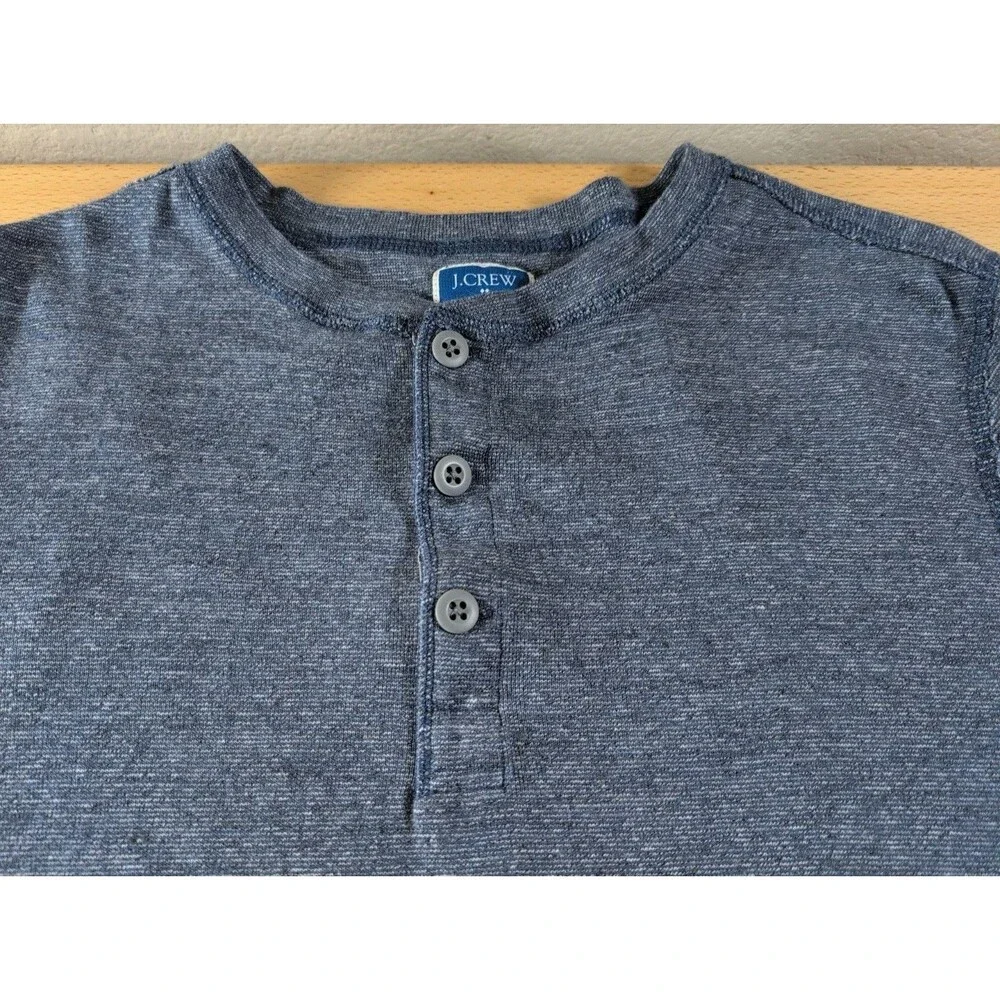J. Crew Men’s Long Sleeve Blue 3 Button Henley Cotton Shirt Size Large